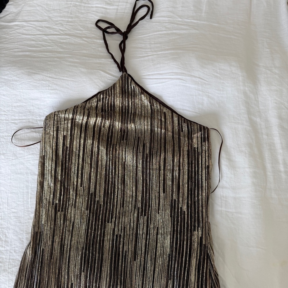 12th Tribe Prism Metallic Halter Maxi Dress Size M - Picture 4 of 6